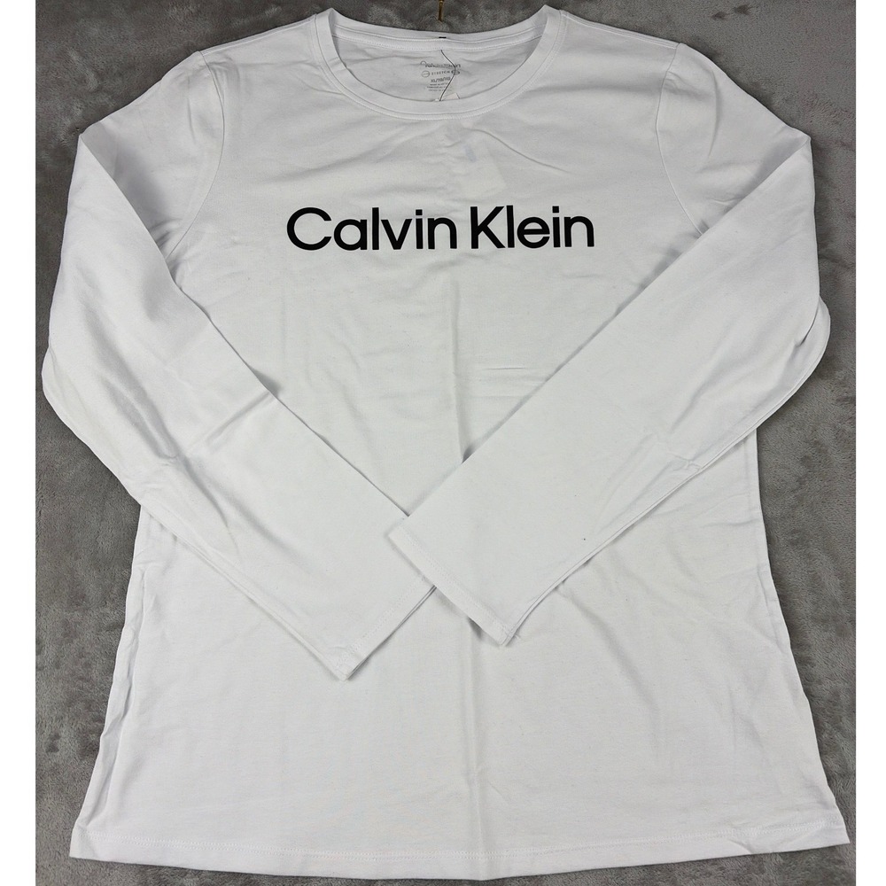 Calvin Klein Performance Mens XL White Long Sleeve Logo T-Shirt PFRT2346 New